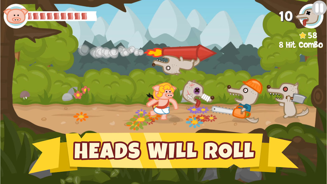 Iron Snout gameplay showing the pig fighter in action against wolves